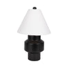 Table Lamp | White Tapered Shade | 22" Black Ceramic Sculptural Base