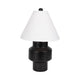 Table Lamp | White Tapered Shade | 22" Black Ceramic Sculptural Base