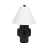 Table Lamp | White Tapered Shade | 22" Black Ceramic Sculptural Base