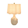 Table Lamp | Scalloped Shade | 25" Floral Applique Ivory Ceramic