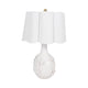 Table Lamp | Scalloped Shade | 25" Floral Applique Ivory Ceramic