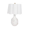 Table Lamp | Scalloped Shade | 25" Floral Applique Ivory Ceramic
