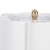 Table Lamp | Scalloped Shade | 25" Floral Applique Ivory Ceramic