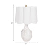 Table Lamp | Scalloped Shade | 25" Floral Applique Ivory Ceramic