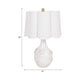 Table Lamp | Scalloped Shade | 25" Floral Applique Ivory Ceramic