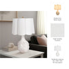 Table Lamp | Scalloped Shade | 25" Floral Applique Ivory Ceramic