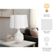 Table Lamp | Scalloped Shade | 25" Floral Applique Ivory Ceramic