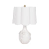Table Lamp | Scalloped Shade | 25" Floral Applique Ivory Ceramic