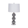 Table Lamp | Stacked Balls White Linen Shade | Gray Glass Crystal 16"