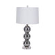 Table Lamp | Stacked Balls White Linen Shade | Gray Glass Crystal 16"