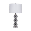 Table Lamp | Stacked Balls White Linen Shade | Gray Glass Crystal 16"