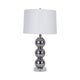 Table Lamp | Stacked Balls White Linen Shade | Gray Glass Crystal 16"