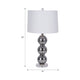 Table Lamp | Stacked Balls White Linen Shade | Gray Glass Crystal 16"