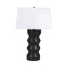 Totem Table Lamp | Off-White Linen Shade | Geometric Black Resin & Metal