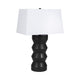 Totem Table Lamp | Off-White Linen Shade | Geometric Black Resin & Metal