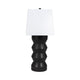 Totem Table Lamp | Off-White Linen Shade | Geometric Black Resin & Metal