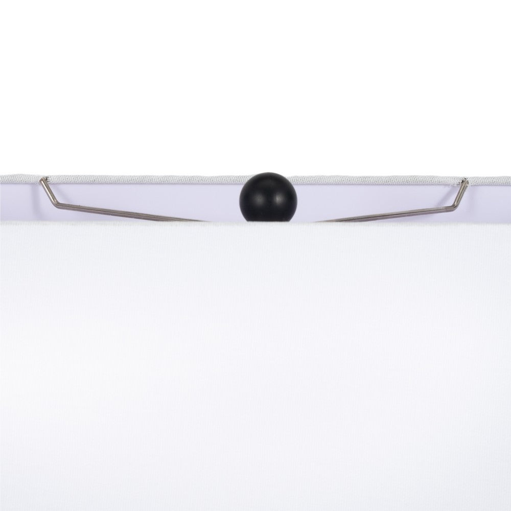 Totem Table Lamp | Off-White Linen Shade | Geometric Black Resin & Metal
