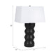 Totem Table Lamp | Off-White Linen Shade | Geometric Black Resin & Metal