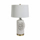 Decorative Table Lamp | Dahlia Flower Applique | Cream Ceramic 17"
