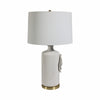 Decorative Table Lamp | Dahlia Flower Applique | Cream Ceramic 17"