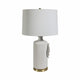 Decorative Table Lamp | Dahlia Flower Applique | Cream Ceramic 17"