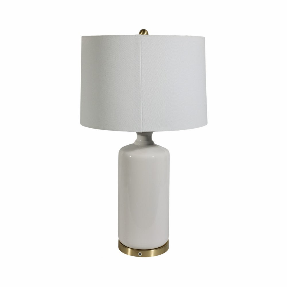 Decorative Table Lamp | Dahlia Flower Applique | Cream Ceramic 17"