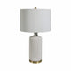 Decorative Table Lamp | Dahlia Flower Applique | Cream Ceramic 17"