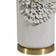 Decorative Table Lamp | Dahlia Flower Applique | Cream Ceramic 17"