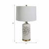 Decorative Table Lamp | Dahlia Flower Applique | Cream Ceramic 17"