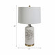Decorative Table Lamp | Dahlia Flower Applique | Cream Ceramic 17"