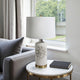Decorative Table Lamp | Dahlia Flower Applique | Cream Ceramic 17"