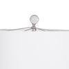 Table Lamp | 27" Sky Blue Glass Base with Wide White Linen Drum Shade