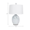 Table Lamp | 27" Sky Blue Glass Base with Wide White Linen Drum Shade