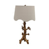 Accent Table Lamp | Perched Bird on Branch | Oatmeal Drum Shade | 28" Gold