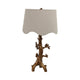 Accent Table Lamp | Perched Bird on Branch | Oatmeal Drum Shade | 28" Gold