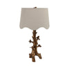 Accent Table Lamp | Perched Bird on Branch | Oatmeal Drum Shade | 28" Gold