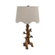 Accent Table Lamp | Perched Bird on Branch | Oatmeal Drum Shade | 28" Gold