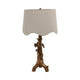 Accent Table Lamp | Perched Bird on Branch | Oatmeal Drum Shade | 28" Gold