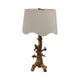 Accent Table Lamp | Perched Bird on Branch | Oatmeal Drum Shade | 28" Gold