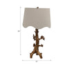 Accent Table Lamp | Perched Bird on Branch | Oatmeal Drum Shade | 28" Gold