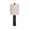 Table Lamp | Oatmeal Drum Shade | Sculpted Cutout Black Base | 21"
