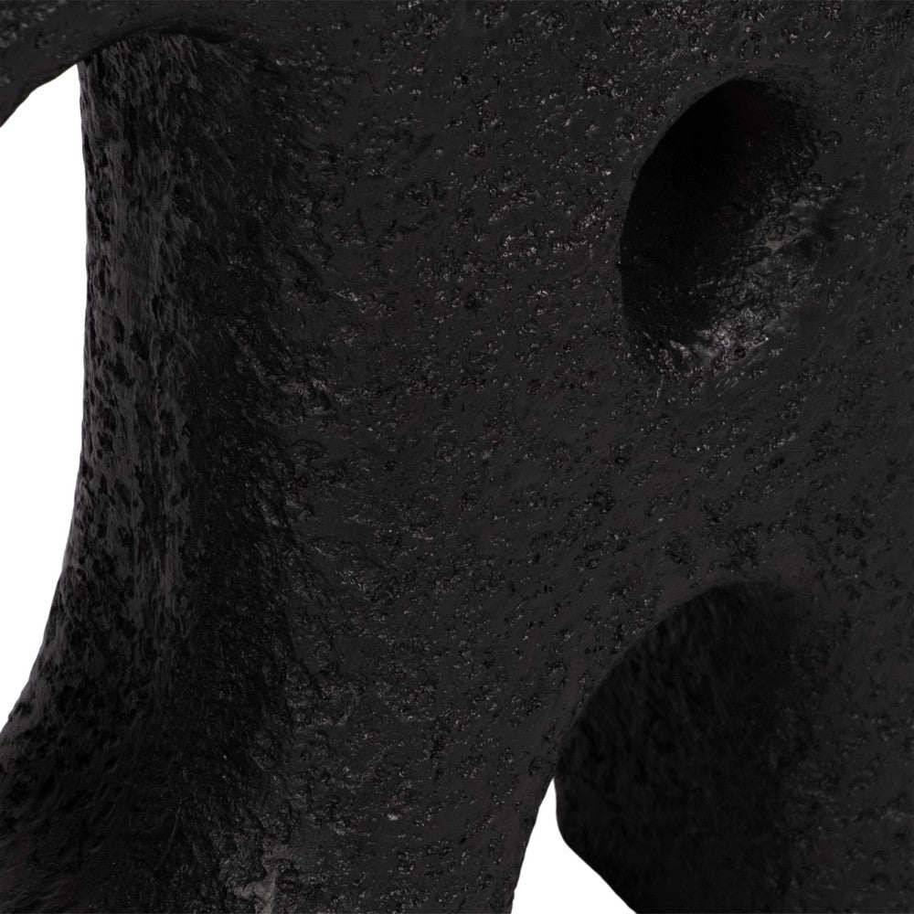Table Lamp | Oatmeal Drum Shade | Sculpted Cutout Black Base | 21"