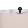 Table Lamp | Oatmeal Drum Shade | Sculpted Cutout Black Base | 21"