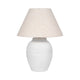 Table Lamp | Off White Linen Shade | Textured Concrete Jug Base | 27"