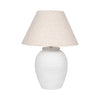Table Lamp | Off White Linen Shade | Textured Concrete Jug Base | 27"