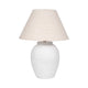 Table Lamp | Off White Linen Shade | Textured Concrete Jug Base | 27"