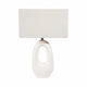 Table Lamp | Off White Linen Shade | Modern Art Cutout Ceramic Base | 27"
