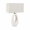 Table Lamp | Off White Linen Shade | Modern Art Cutout Ceramic Base | 27"