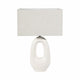 Table Lamp | Off White Linen Shade | Modern Art Cutout Ceramic Base | 27"
