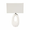 Table Lamp | Off White Linen Shade | Modern Art Cutout Ceramic Base | 27"